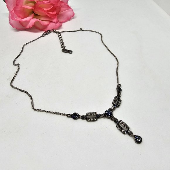 Peter Lang Rhinestone Art Deco Choker Silver Tone Necklace - Picture 5 of 12